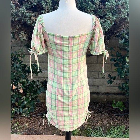 THE RAGGED PRIEST Urban Outfitters ~ Green & Pink Plaid Mini Dress ~ Size Small - Picture 7 of 9